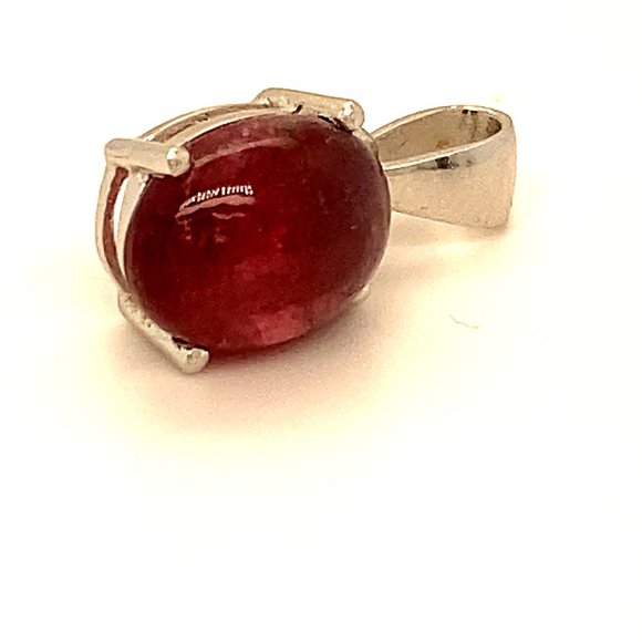 Rubellite 6.60ct Platinum Finish Silver Pendant - Picture 3 of 7